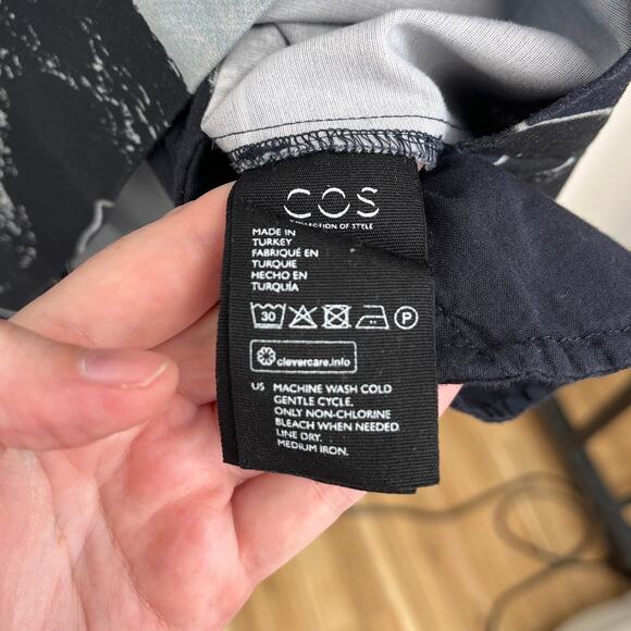 COS Abstract Print Short Sleeve High Neck Artsy A-Line T-Shirt Shift Dress US2 - Picture 11 of 14